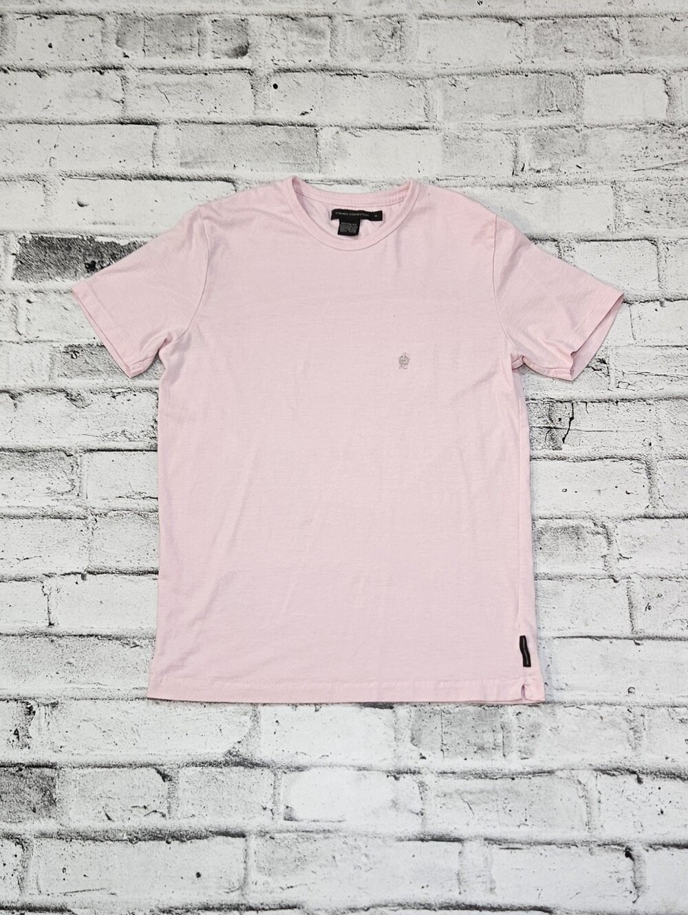 French Connection Mens Pink Logo Crew Neck T Shirt Medium Casual Tee